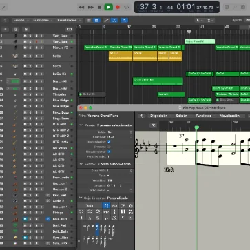 Sessione di produzione musicale e arrangiamento in DAW